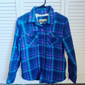 Women's Rustic Ridge Plaid Shacket Size Small Purple Blue